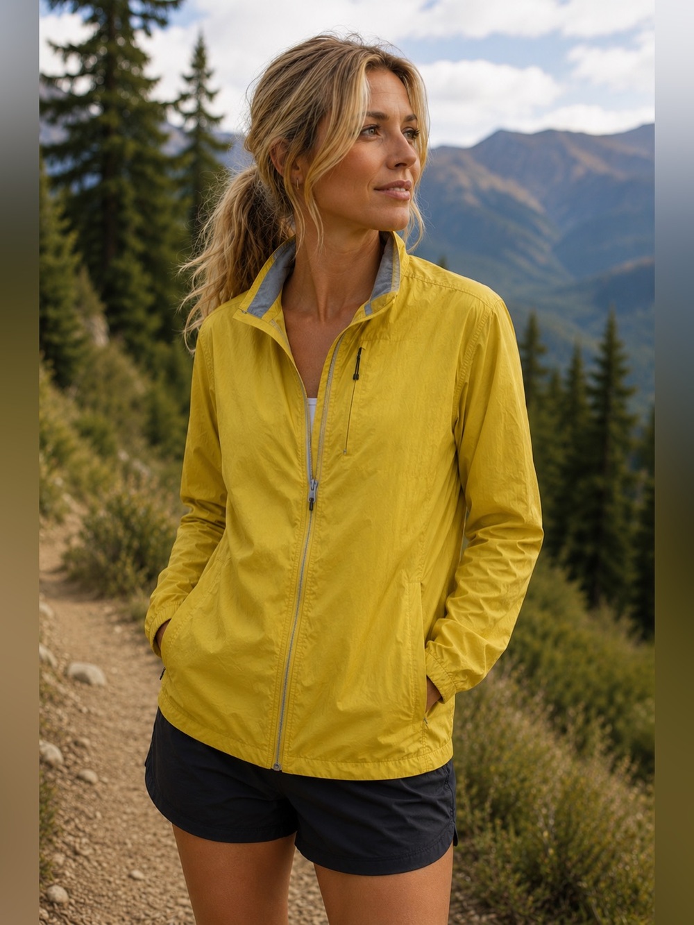 REI Co-op Lightweight Yellow Hiking Windbreaker Jacket! Full Zip Unisex Large